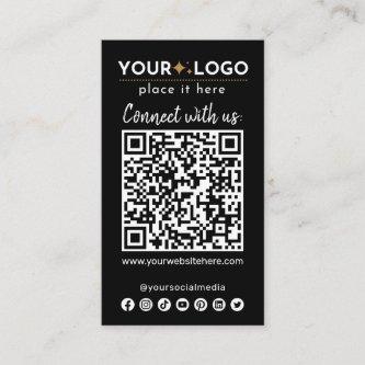 Connect With Us QR Code Social Media Modern Black