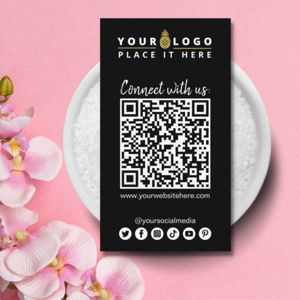 Connect With Us QR code Social Media Simple Black