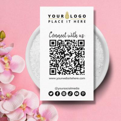 Connect With Us QR Code Social Media Simple White
