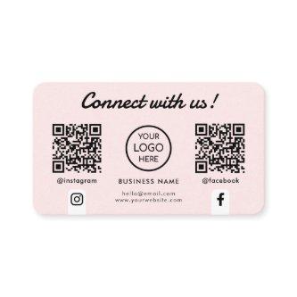 Connect with us Social Media Double QR Code Pink
