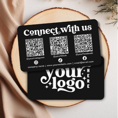 Connect with us Social Media QR Black Business