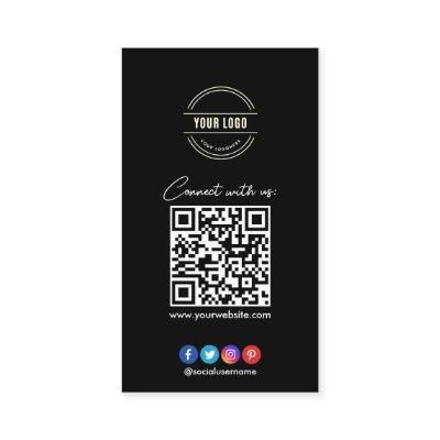 Connect with us | Social Media QR Code Black Busin
