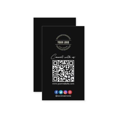 Connect with us | Social Media QR Code Black Busin