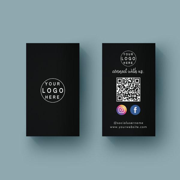 Connect with us | Social Media QR Code Black