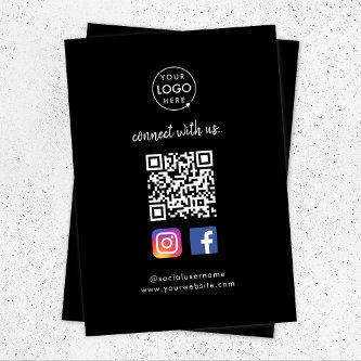 Connect with us | Social Media QR Code Black Enclosure Card