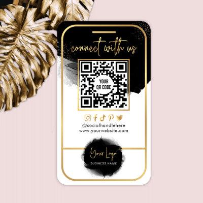 Connect With Us Social Media QR Code Black & Gold