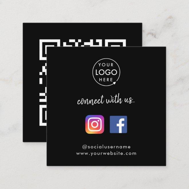 Connect with us | Social Media QR Code Black Square