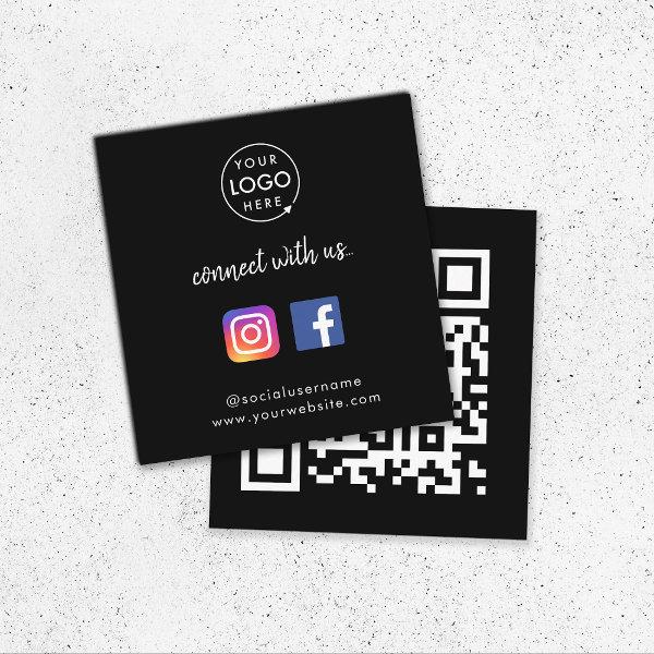 Connect with us | Social Media QR Code Black Square