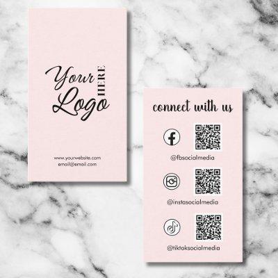 Connect With Us Social Media QR Code Blush Pink