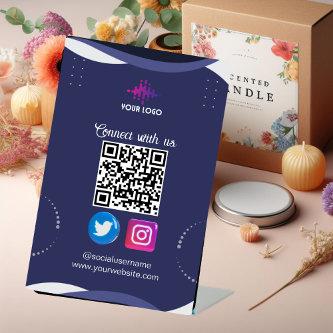 Connect with us Social Media QR Code  Pedestal Sign