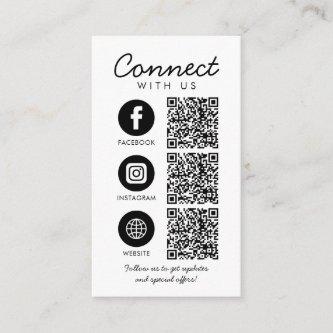 Connect with Us Social Media QR Code Company Logo Enclosure Card