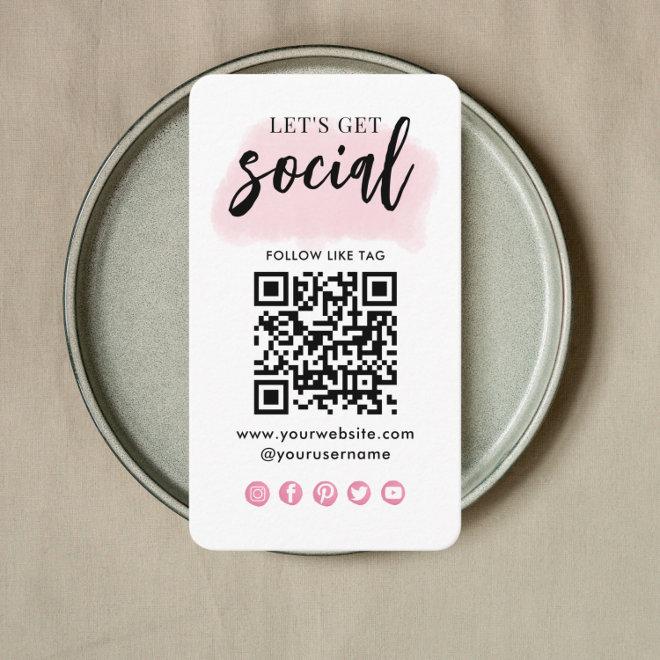 Connect With Us Social Media QR Code Modern Pink B Enclosure Card