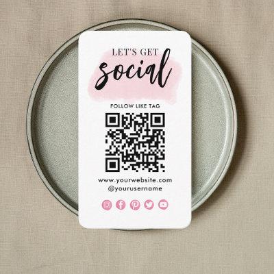 Connect With Us Social Media QR Code Modern Pink Enclosure Card