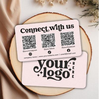 Connect with us Social Media QR Code Pink Business