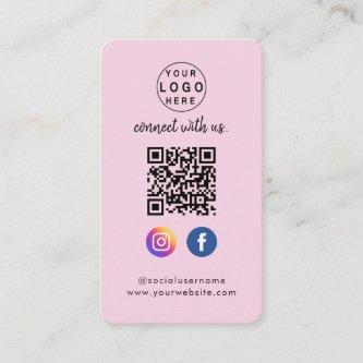 Connect with us | Social Media QR Code Pink