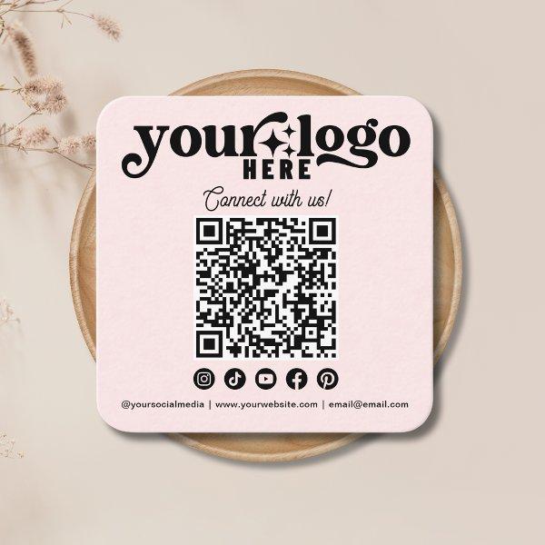Connect with us Social Media QR Code Pink Square