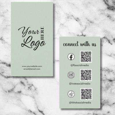 Connect With Us Social Media QR Code Sage Green