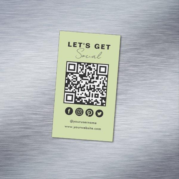 Connect With Us Social Media QR Code Summer Green  Magnet