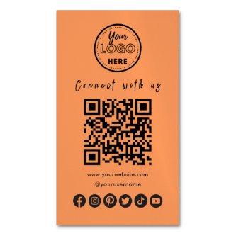 Connect With Us Social Media QR Code Trendy Orange  Magnet