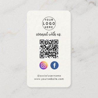 Connect with us | Social Media QR Code White Cream