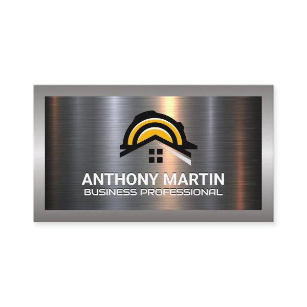 Construction Home Logo | Metallic Background