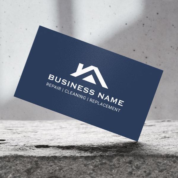 Construction House Roof Logo Real Estate Navy