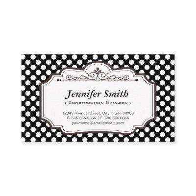 Construction Manager - Black Polka Dots