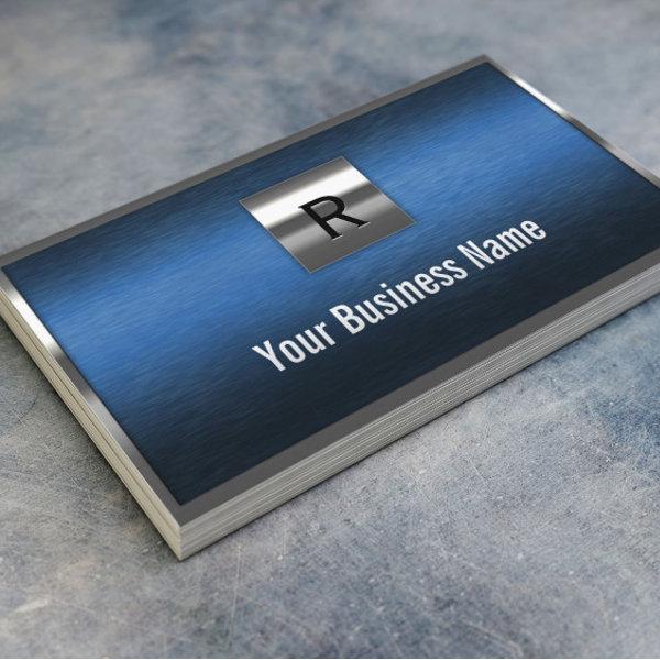 Construction Monogram Blue Metal Border