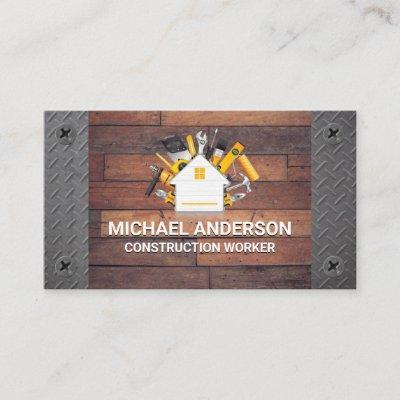 Construction Tools Carpentry Logo | Wood and Metal