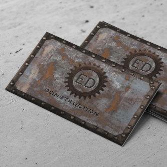 Construction Vintage Monogram Rusty Grunge Metal