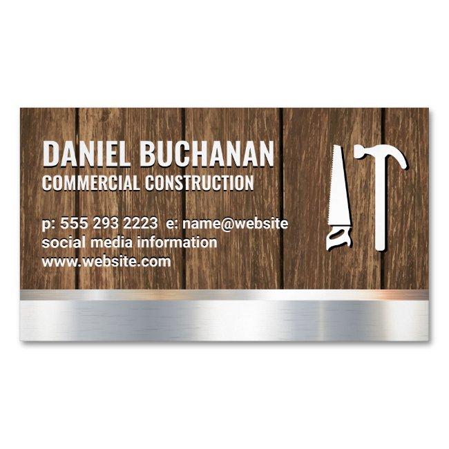 Construction | Wood Metallic | Saw Hammer Tools Magnet