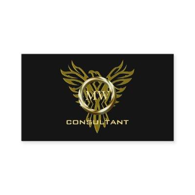 Consultant, Gold Ring, Stylized Eagle, Black