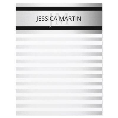 Contemporary Faux Silver Ombre Stripes & Black