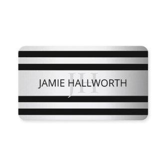 Contemporary Faux Silver Ombre Stripes & Black