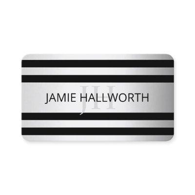 Contemporary Faux Silver Ombre Stripes & Black