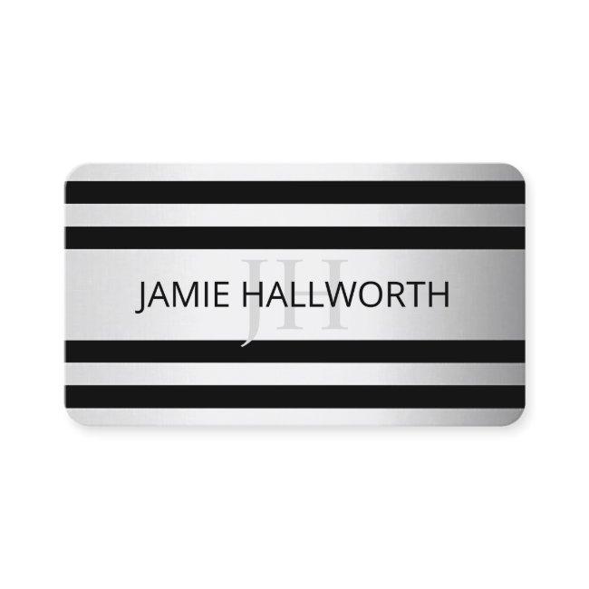 Contemporary Faux Silver Ombre Stripes & Black