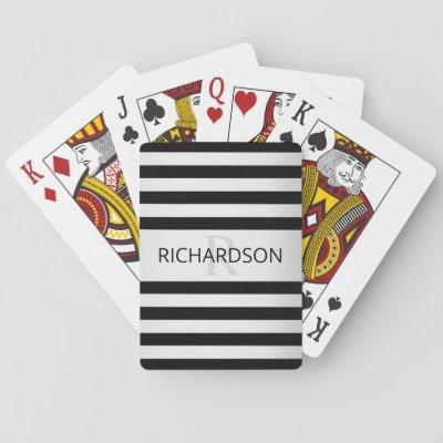 Contemporary Faux Silver Ombre Stripes & Black Playing Cards