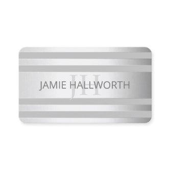 Contemporary Faux Silver Ombre Stripes & Grey