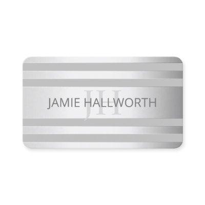 Contemporary Faux Silver Ombre Stripes & Grey
