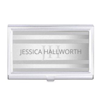 Contemporary Faux Silver Ombre Stripes & Grey  Case
