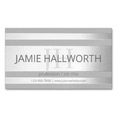 Contemporary Faux Silver Ombre Stripes & Grey  Magnet