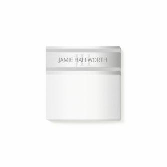 Contemporary Faux Silver Ombre Stripes & Grey Post-it Notes