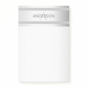 Contemporary Faux Silver Ombre Stripes & Grey Post-it Notes