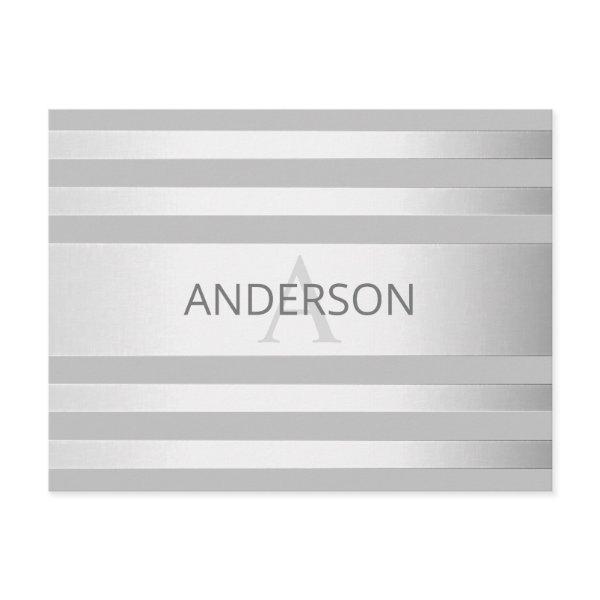 Contemporary Faux Silver Ombre Stripes & Grey Postcard