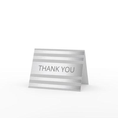 Contemporary Faux Silver Ombre Stripes & Grey Thank You Card