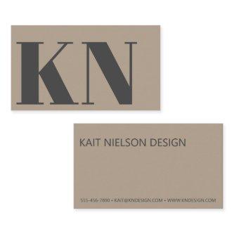 Contemporary Minimalist Bold Monogram Taupe Gray