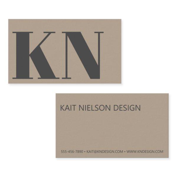 Contemporary Minimalist Bold Monogram Taupe Gray