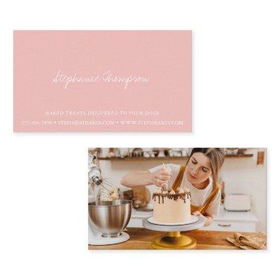 Contemporary Minimalist Script Photo Blush Pink