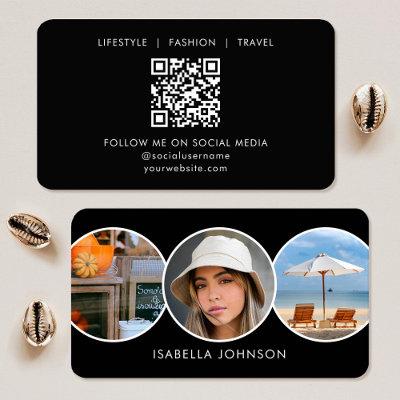 Contemporary Profile Photos Custom QR Code Black