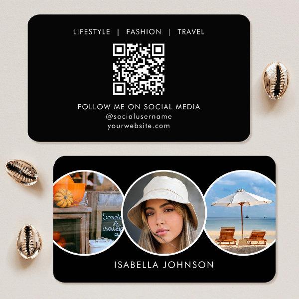 Contemporary Profile Photos Custom QR Code Black